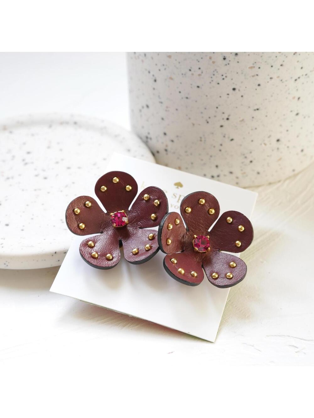 Kate Spade Blooming Bling Studded Leather Earrings - Picture 3 of 6